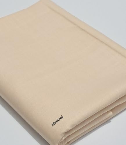 MAMRAJ Men's Premium Unstitched Cotton Blend || 2.5m || Fabric for Shirt ( Formal, Casual Wear.) (Cream) - Image 2