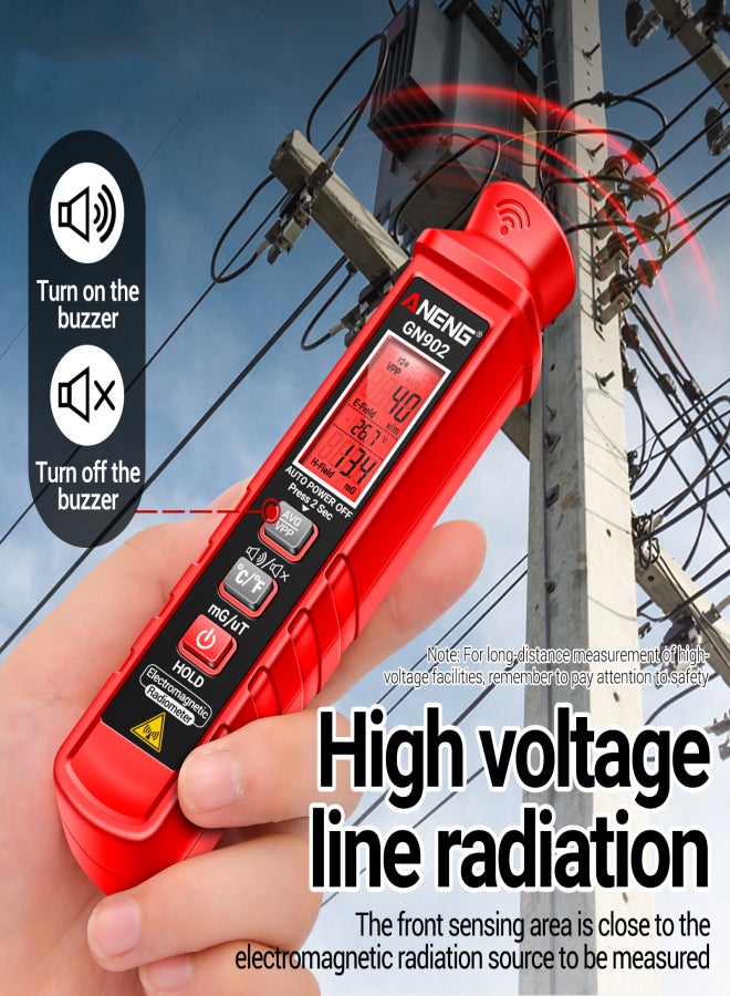 ANENG GN902 Handheld Electromagnetic Radiation Tester Digital Portable LCD X Ray Testing Meter Electric Field Magnetic Field Temperature Multifunctional Detector Home Office Radiation - Image 5