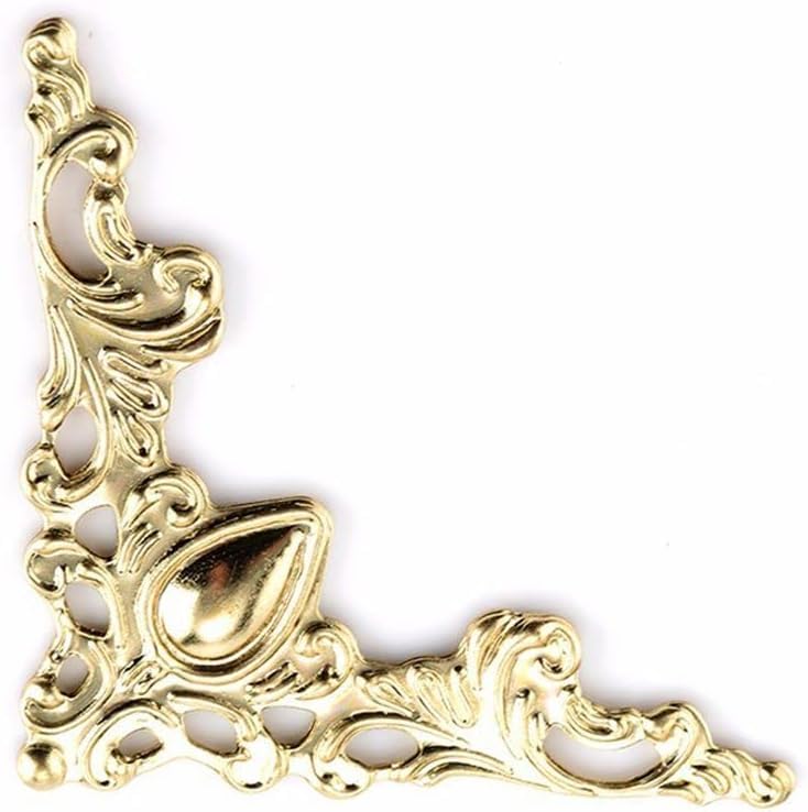 Jizlan 30 Pcs Antique Edge Corner Decorative Protectors, Scrapbooking Albums Embellishment Photo Frame Jewelry Box Decorative Corner (Gold) - Image 1