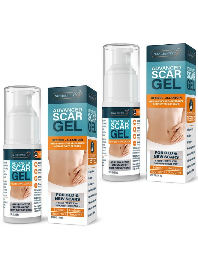 Nuvadermis - Scar Gel - W/Retinol, Allantoin, Vitamin E, & Betaine - Scar Treatment For C-Section, Tummy Tuck, & Keloid Scars - 1.7 Oz Pump Bottle For Post-Surgery Care - 2 Pack Silicone Gel For Scars - Image 1