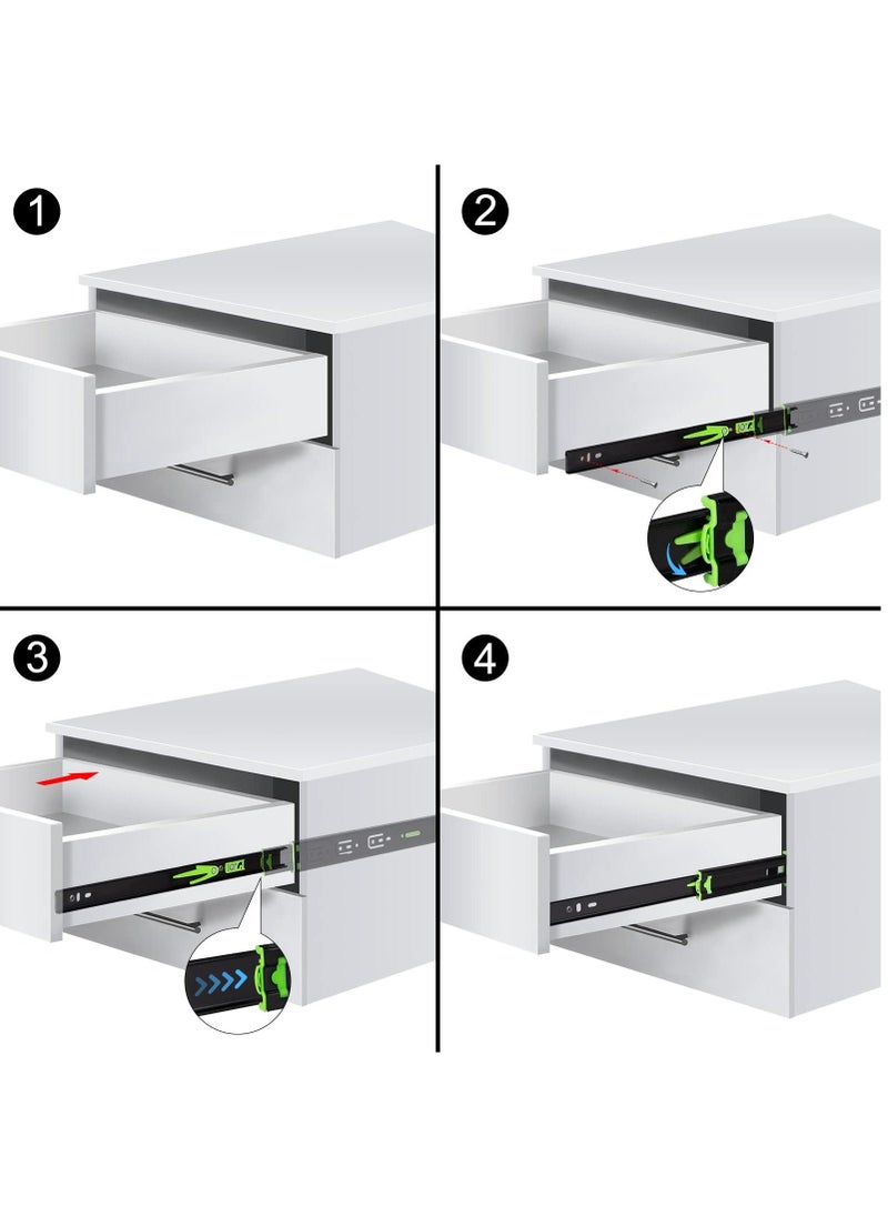 2Pcs Drawer Slides, Soft Close Full Extension Drawer Runners 3 Folds Thicker Stainless Steel Ball Bearing Slides Cabinet Rails Track (300mm)  - Image 5