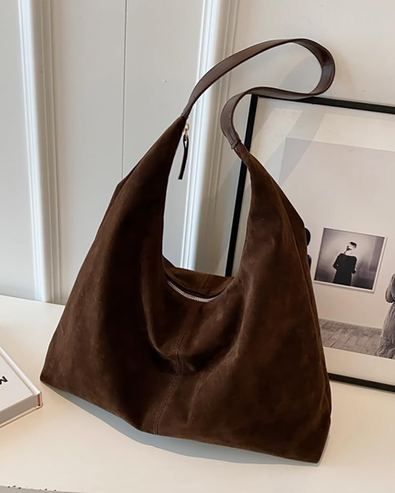 Pocadri Womens Fashion Suede Shoulder Bags Large Tote Bag Retro Purse Handbag Casual Work Ladies Top Handle Satchel - Image 3