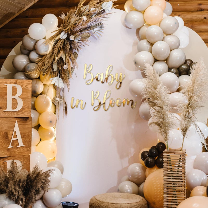 Dunzoom Baby in Bloom Sign for Backdrop Gold Mirror Acrylic Baby in Bloom Sticker Letters Decals Gender Reveal Boy Girl Decorations for 1st Birthday Backdrop Photography Background Wall Photo Prop - Image 5
