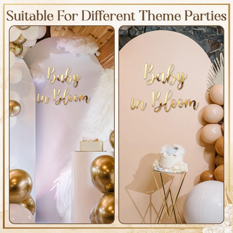 Dunzoom Baby in Bloom Sign for Backdrop Gold Mirror Acrylic Baby in Bloom Sticker Letters Decals Gender Reveal Boy Girl Decorations for 1st Birthday Backdrop Photography Background Wall Photo Prop - Image 4