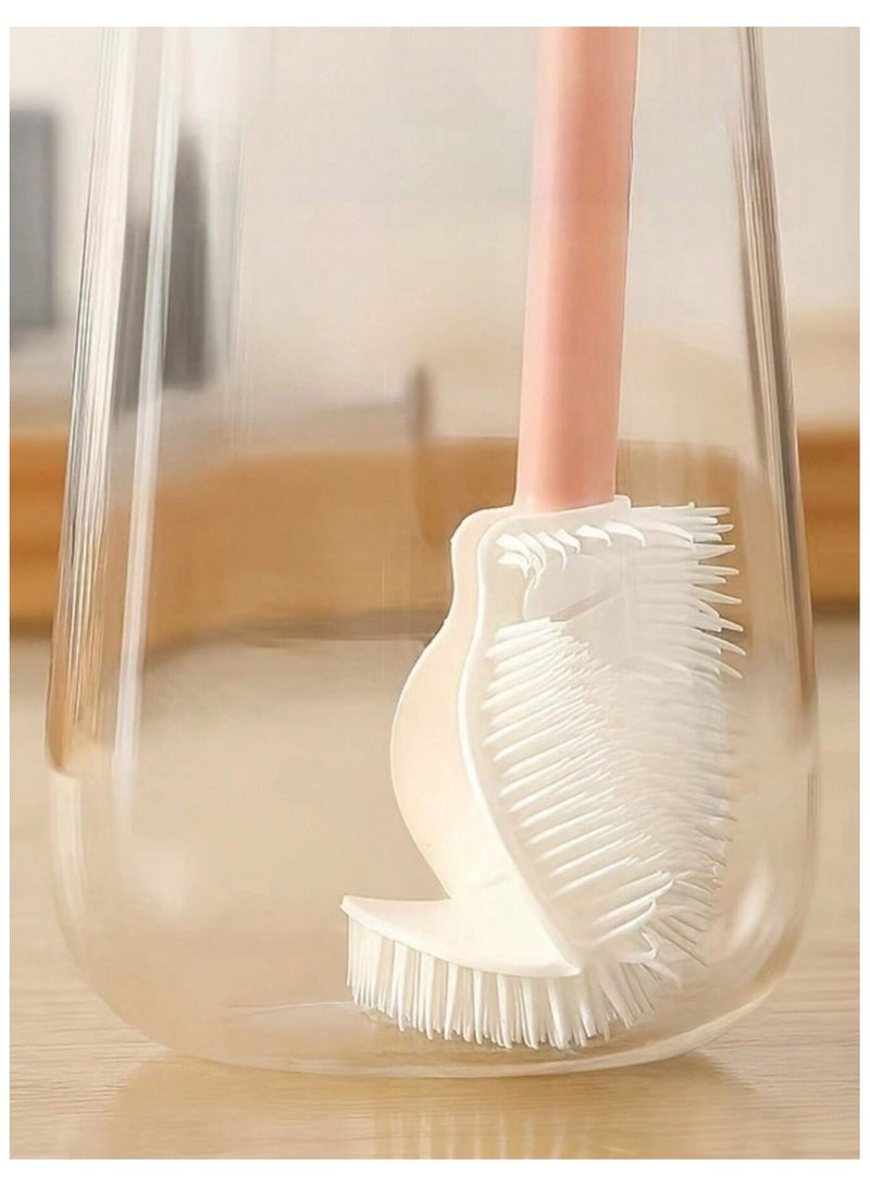 ساكن فرشاة تنظيف سيليكون 2 في 1 برأس - مقبض طويل - Image 1