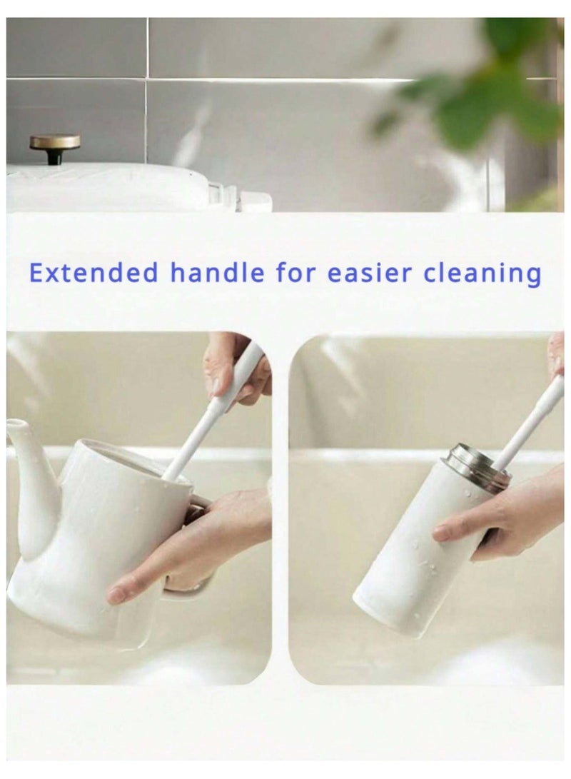 ساكن فرشاة تنظيف سيليكون 2 في 1 برأس - مقبض طويل - Image 2