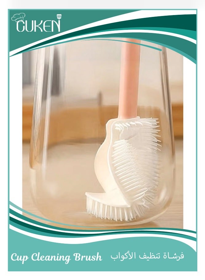 ساكن فرشاة تنظيف الأكواب، فرشاة تنظيف أكواب القهوة، فرشاة تنظيف زجاجات الأطفال بمقبض طويل من السيليكون. - Image 1