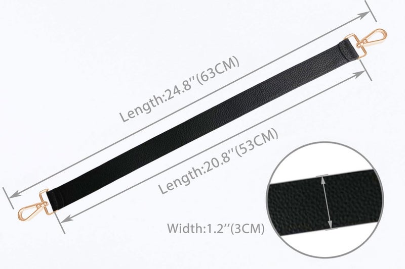 Live Up 24.8  Leather Replacement Strap For Handbags With Metal Buckles(Black-Gold Hardware) - Image 2