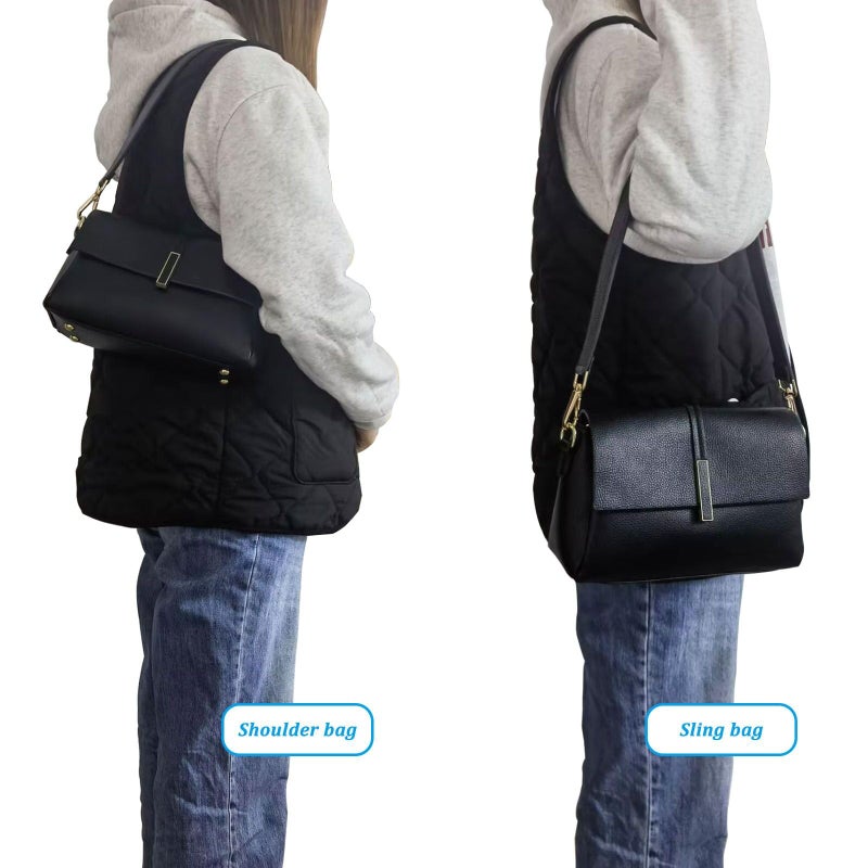 Live Up 24.8  Leather Replacement Strap For Handbags With Metal Buckles(Black-Gold Hardware) - Image 5