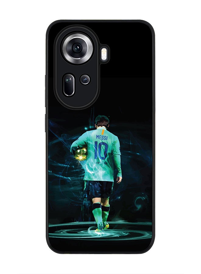 Stylizedd Rugged Black Edge Case for Oppo Reno11, Slim fit Soft Case Flexible Rubber Edges Anti Drop TPU Gel Thin Cover -  Golden Messi - Image 1
