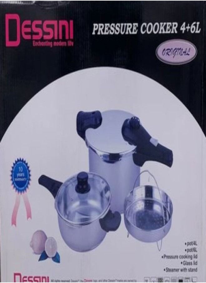 DESSINI - DESSINI-ITALY Stainless Steel 2pcs Pressure Cooker Set - Image 1