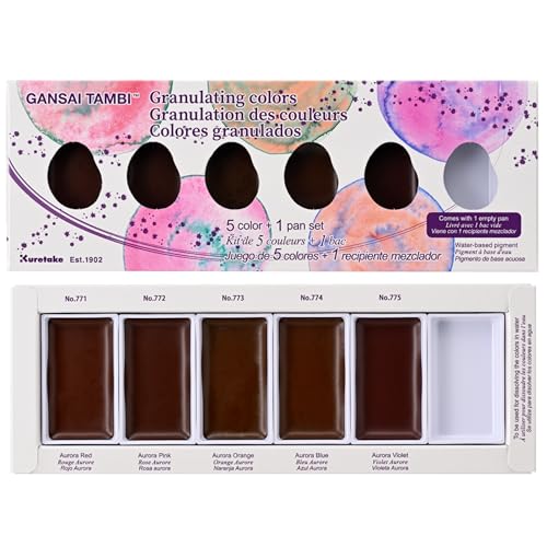Kuretake GANSAI TAMBI GRANULATING COLOR 5 colors set, Watercolor Paint Set, Professional-Quality for Artists and Crafters, AP-Certified, for Adult, Made in Japan - Image 1