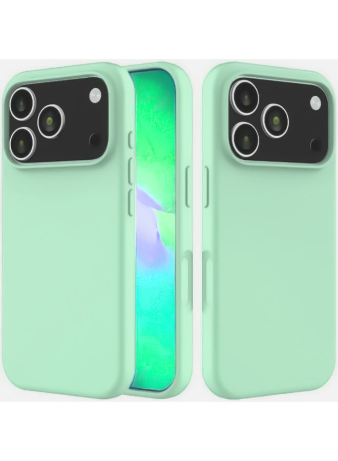 Compatible with iPhone 17 Pro Max Case Slim Liquid Silicone 4 Layers Soft Gel Rubber Shockproof Protective Phone Case with Anti Scratch Microfiber Lining (Light Green)