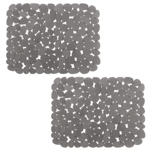 Bligli Pebble Sink Mat for Stainless SteelCeramic Sinks 2 Pack PVC Sink Protectors Mats for Bottom of Kitchen Sink Dish Drying Mat for Dishes and Glassware 157 x 118 inch Grey