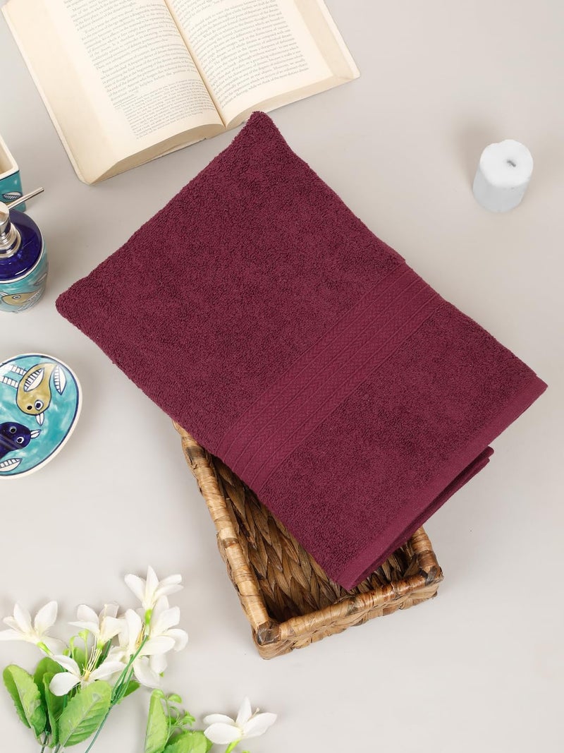 CREEVA Classic Cotton Bath Towel, 545 GSM, 70x140 cm - Deep Wine - Image 2