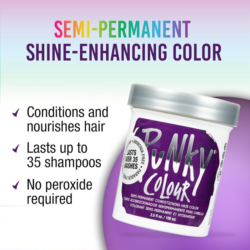 Punky Jerome Punky Purple Semi Permanent Conditioning Hair Color, Vegan, Ppd And Paraben Free, Lasts Up To 25 Washes, 103Ml - Image 2