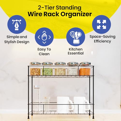 WonderStand NEXA| 2-Tier Standing Spice Rack Storage Organizer, Countertop Storage Shelf Organizer for Home and Kitchen (Black), Metal - Image 2