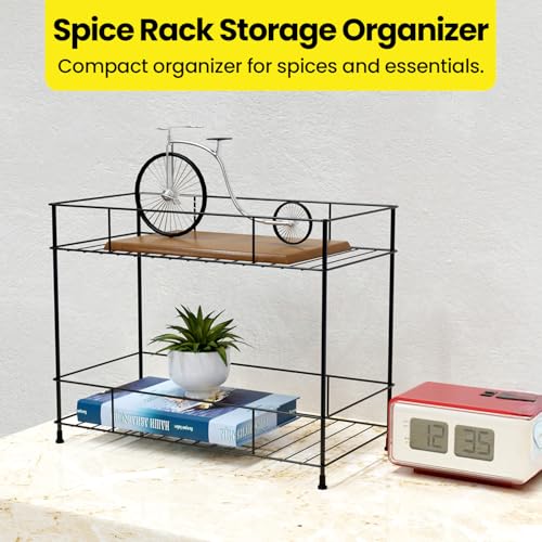 WonderStand NEXA| 2-Tier Standing Spice Rack Storage Organizer, Countertop Storage Shelf Organizer for Home and Kitchen (Black), Metal - Image 5