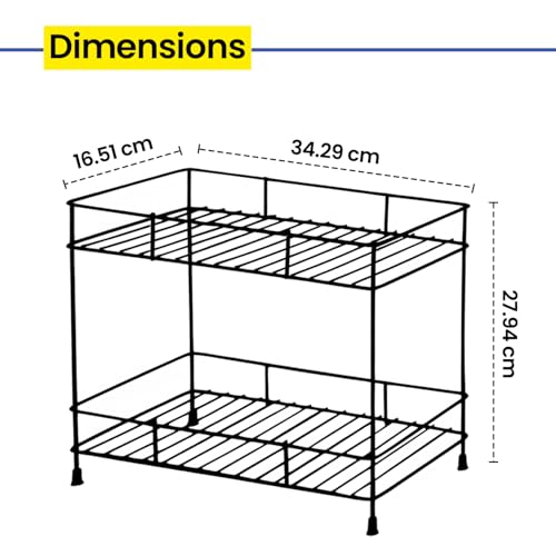 WonderStand NEXA| 2-Tier Standing Spice Rack Storage Organizer, Countertop Storage Shelf Organizer for Home and Kitchen (Black), Metal - Image 4