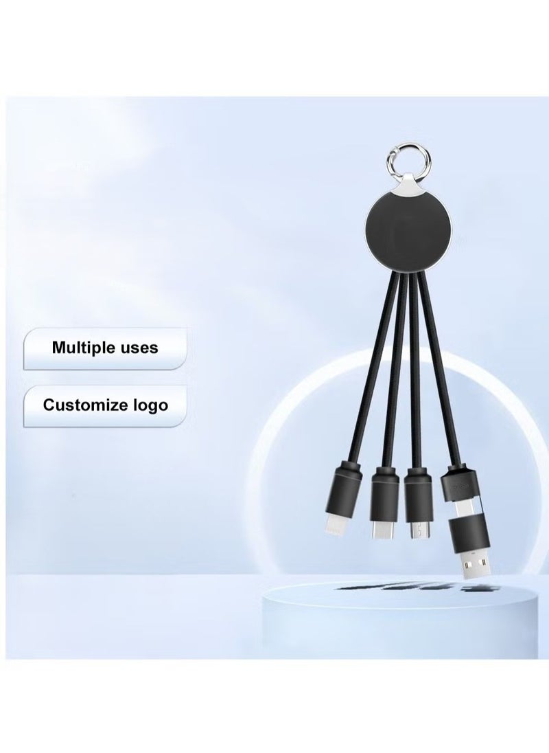 Generic - Short Multi Charging Cable, 5 in-1 Multi Charger Cable Micro USB Type C Multiple USB Cord, Universal Fast Charger Cord with Keychain Design Compatible with iPhone16 Pro Max, 16 Pro, 16 Plus, - Image 1