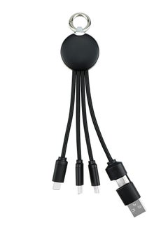 Short Multi Charging Cable, 5 in-1 Multi Charger Cable Micro USB Type C Multiple USB Cord, Universal Fast Charger Cord with Keychain Design Compatible with iPhone16 Pro Max, 16 Pro, 16 Plus,