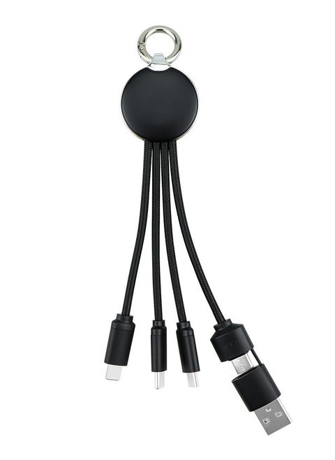 Short Multi Charging Cable, 5 in-1 Multi Charger Cable Micro USB Type C Multiple USB Cord, Universal Fast Charger Cord with Keychain Design Compatible with iPhone16 Pro Max, 16 Pro, 16 Plus,