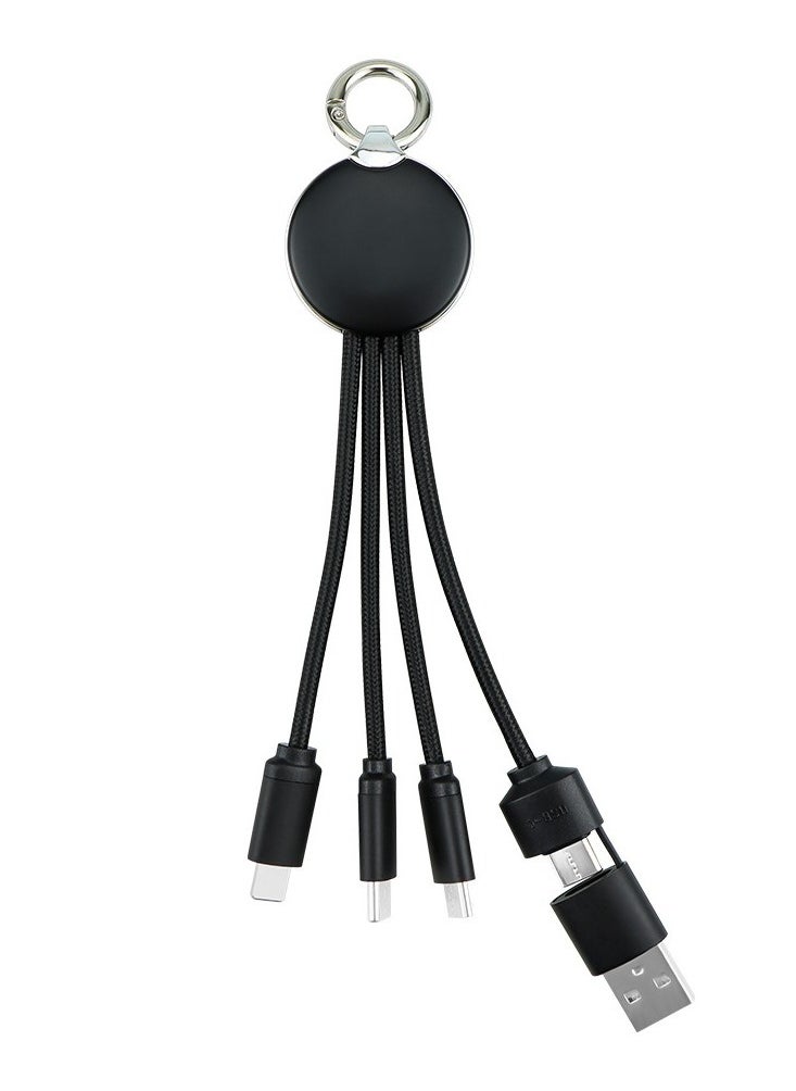 Generic - Short Multi Charging Cable, 5 in-1 Multi Charger Cable Micro USB Type C Multiple USB Cord, Universal Fast Charger Cord with Keychain Design Compatible with iPhone16 Pro Max, 16 Pro, 16 Plus, - Image 1