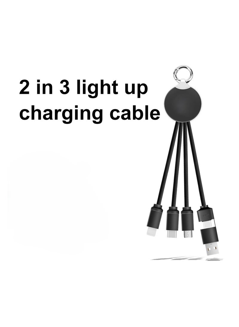 Generic - Short Multi Charging Cable, 5 in-1 Multi Charger Cable Micro USB Type C Multiple USB Cord, Universal Fast Charger Cord with Keychain Design Compatible with iPhone16 Pro Max, 16 Pro, 16 Plus, - Image 1