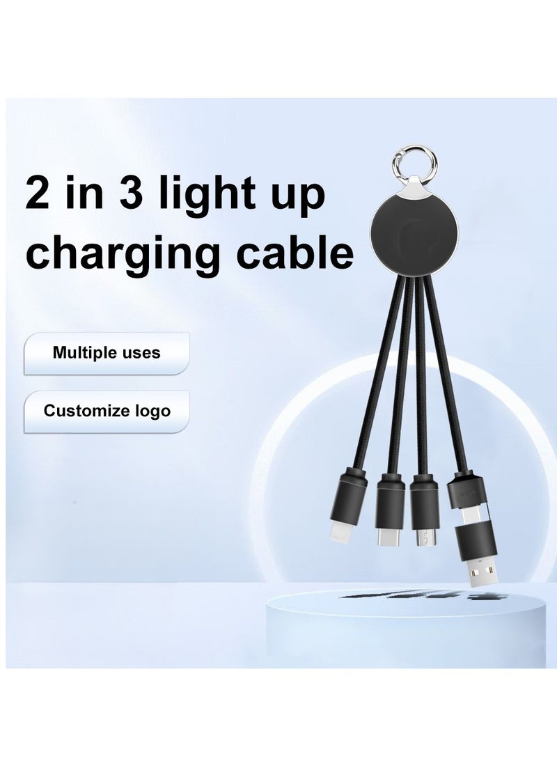 Generic - Short Multi Charging Cable, 5 in-1 Multi Charger Cable Micro USB Type C Multiple USB Cord, Universal Fast Charger Cord with Keychain Design Compatible with iPhone16 Pro Max, 16 Pro, 16 Plus, - Image 1