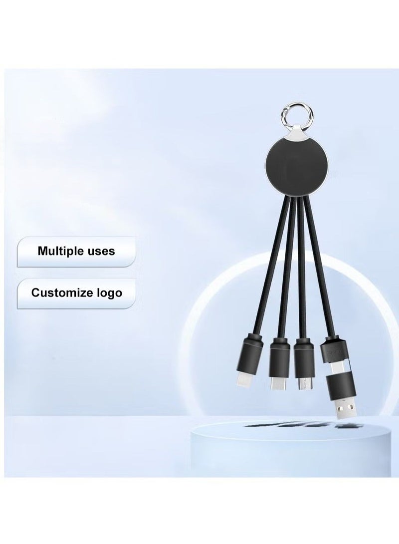 كابل شحن متعدد قصير، كابل شاحن متعدد 5 في 1، سلك USB صغير من النوع C، سلك USB متعدد، سلك شاحن عالمي سريع مع تصميم سلسلة مفاتيح متوافق مع iPhone16 Pro Max، 16 Pro، 16 Plus، - Image 5