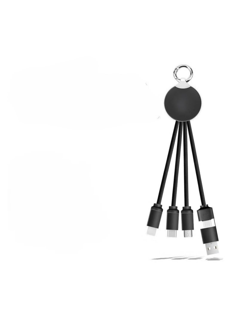 كابل شحن متعدد قصير، كابل شاحن متعدد 5 في 1، سلك USB صغير من النوع C، سلك USB متعدد، سلك شاحن عالمي سريع مع تصميم سلسلة مفاتيح متوافق مع iPhone16 Pro Max، 16 Pro، 16 Plus، - Image 3