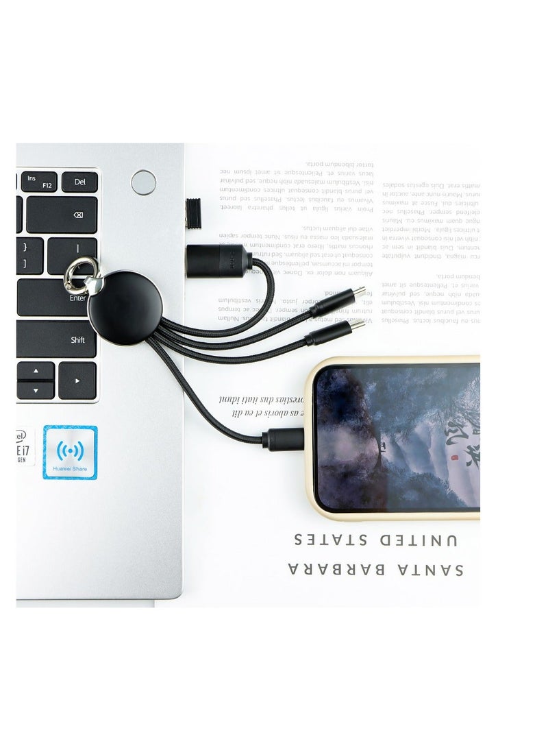 كابل شحن متعدد قصير، كابل شاحن متعدد 5 في 1، سلك USB صغير من النوع C، سلك USB متعدد، سلك شاحن عالمي سريع مع تصميم سلسلة مفاتيح متوافق مع iPhone16 Pro Max، 16 Pro، 16 Plus، - Image 4