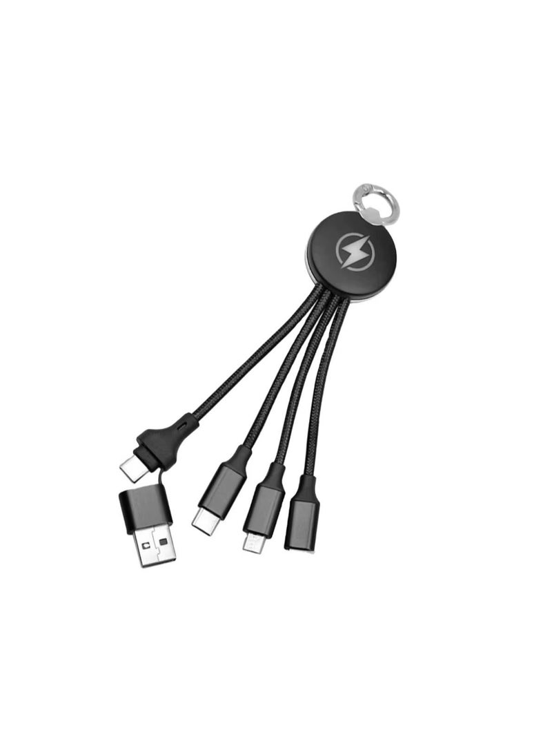 كابل شحن متعدد قصير، كابل شاحن متعدد 5 في 1، سلك USB صغير من النوع C، سلك USB متعدد، سلك شاحن عالمي سريع مع تصميم سلسلة مفاتيح متوافق مع iPhone16 Pro Max، 16 Pro، 16 Plus، - Image 2