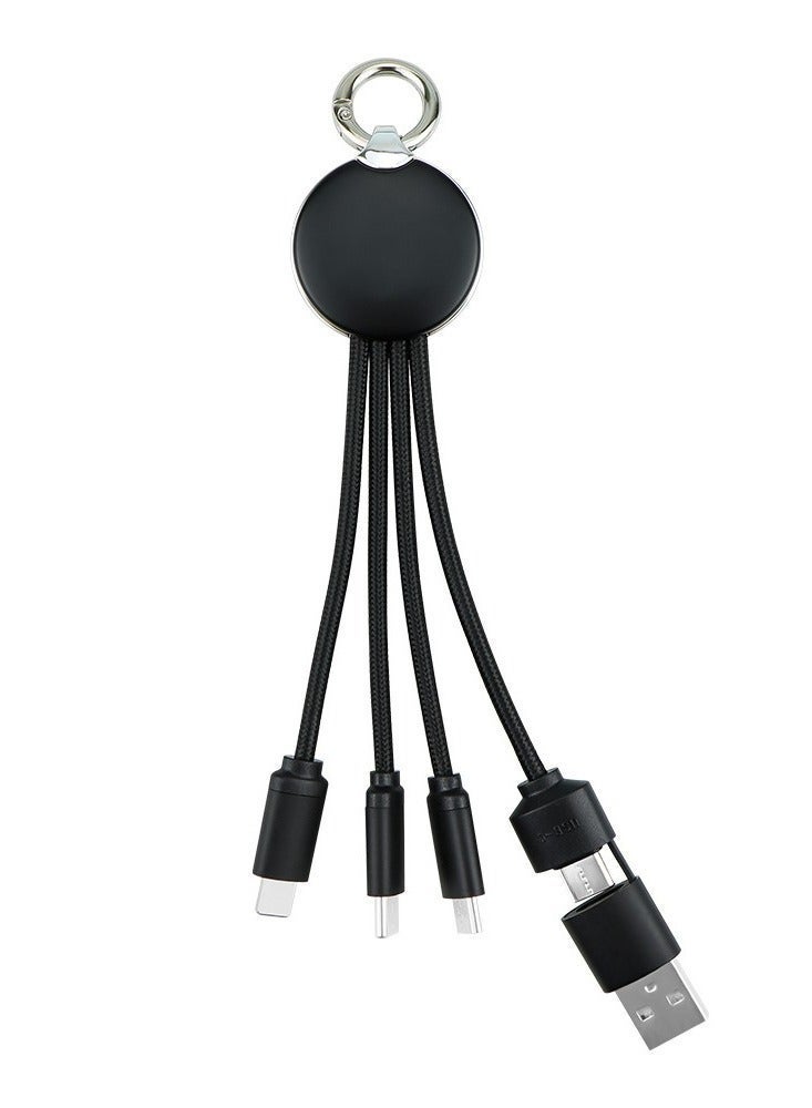 كابل شحن متعدد قصير، كابل شاحن متعدد 5 في 1، سلك USB صغير من النوع C، سلك USB متعدد، سلك شاحن عالمي سريع مع تصميم سلسلة مفاتيح متوافق مع iPhone16 Pro Max، 16 Pro، 16 Plus، - Image 1