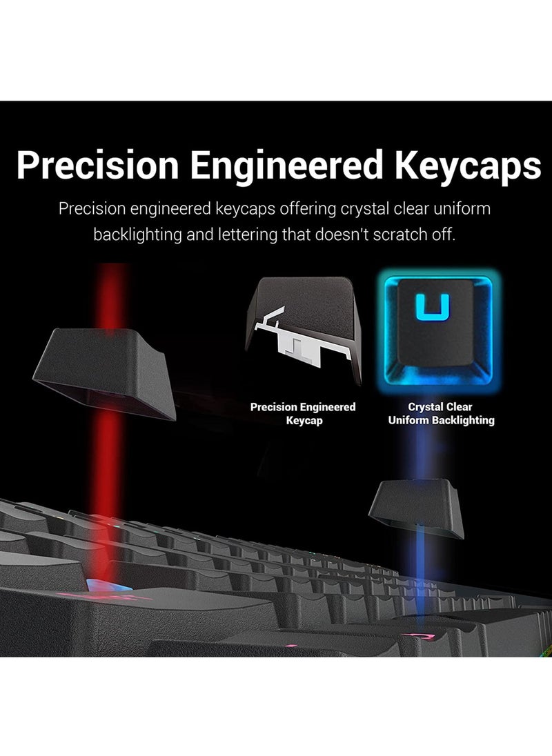 Rock Pow - 87 Keys Mechanical Gaming Keyboard USB Wired Keyboard Ergonomic Computer Keyboard with RGB LED Backlit Anti-ghosting Splash-Proof Ideal for PC/Mac - Image 1