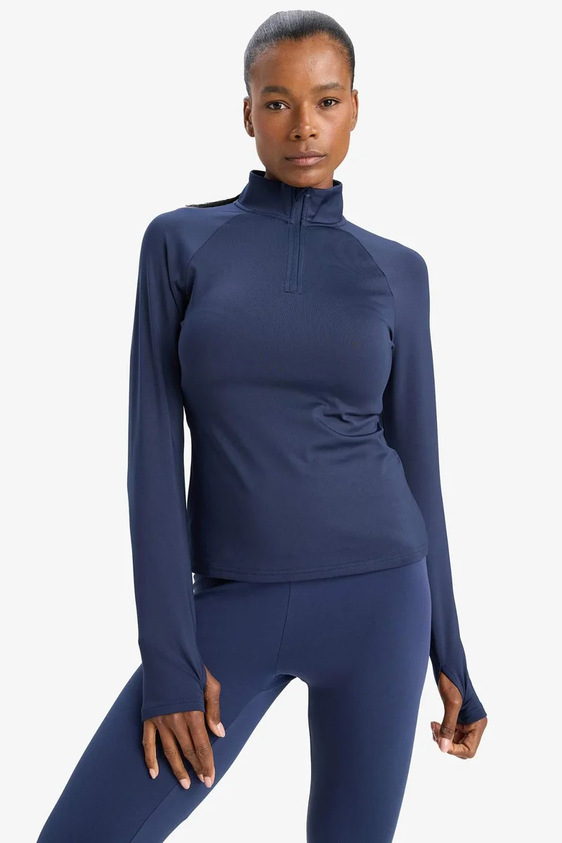 Defacto  Standard Fit Zip-Up Long Sleeve Sports T-Shirt  | Best Price UAE