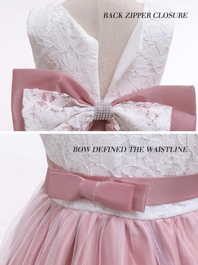 LZH Princess Flower Big Bowknot Dress Girls Birthday Wedding Party Dresses - Image 5
