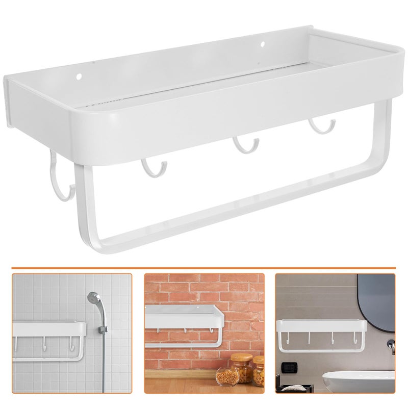 Aluminum Wall Mounted Towel Rack Shelf Non Punching For Bathroom Kitchen Storage - Image 5