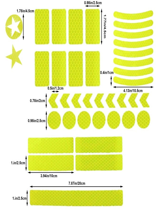 DXMWWTP 42Pcs Reflective Stickers, Reflective Helmet Bicycle Sticker, Driveway Reflectors, BikeReflective Tape, NightSafety Stickers for Bicycle, Motorcycle, Scooter, 8 Shapes (Fluorescent Yellow-Green) - Image 3