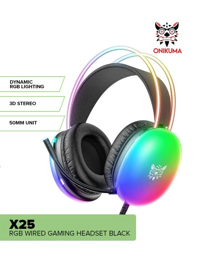 أونيكوما سماعة رأس X25 للألعاب، سماعات رأس سلكية للألعاب مزودة بميكروفون لأجهزة PS4/PS5/XOne/XSeries/NSwitch/PC - Image 1