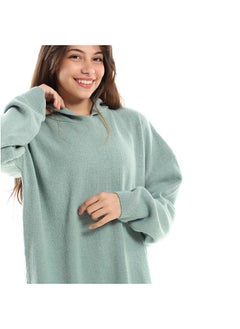 Andora Slip On Heather Mint Green Hooded Pullover  - Image 4