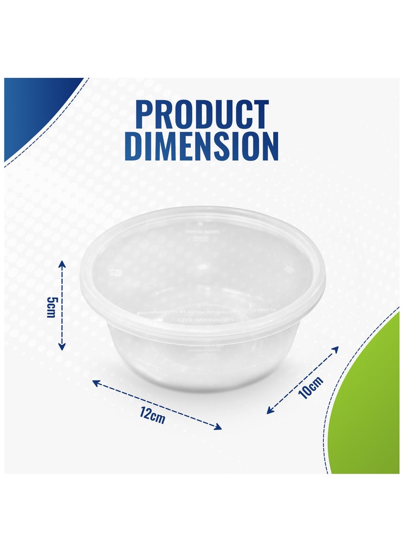 إس إن إتش باكينج SNH تعبئة 12 عبوة من الحاويات البلاستيكية الدائرية الشفافة بسعة 250 مل، آمنة للاستخدام في الميكروويف، مع أغطية – مثالية لتحضير الوجبات، تخزين الطعام، وقابلة لإعادة الاستخدام أو الاستخدام مرة واحدة. - Image 2