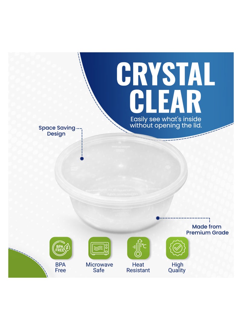إس إن إتش باكينج SNH تعبئة 12 عبوة من الحاويات البلاستيكية الدائرية الشفافة بسعة 250 مل، آمنة للاستخدام في الميكروويف، مع أغطية – مثالية لتحضير الوجبات، تخزين الطعام، وقابلة لإعادة الاستخدام أو الاستخدام مرة واحدة. - Image 4