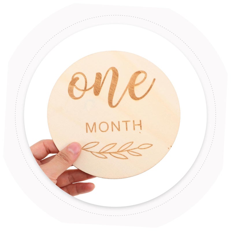 12Pcs Wooden Neutral Baby Milestone Discs Double Sided Engraved Monthly Photo Props For Newborn Growth And Baby Shower Photography - Image 5