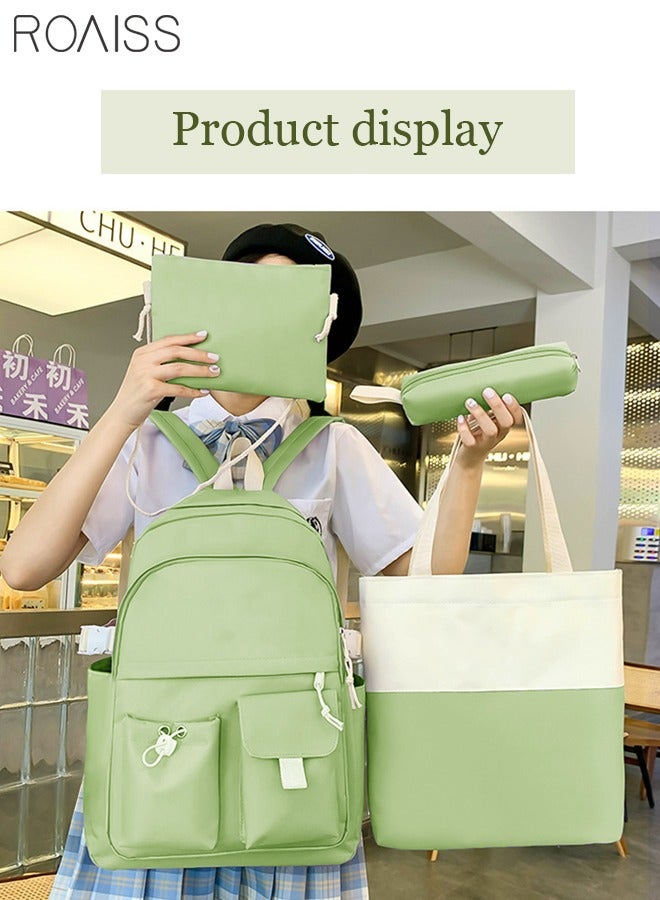 roaiss 4 Pcs Letter Graphic Colorblock Backpack Set Cute Sweet Large Capacity School Bag Bookbag Shoulder Totes Pencil Case for Kids Girls Middle School Students  - Image 2