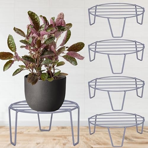 D&V ENGINEERING - Creative in innovation D&V Engineering Iron Plant Stand for Balcony and Garden | Indoor or Outdoor Flower Pot Stand for Living Room | Planter Stand for Balcony | 50kg Weight Capacity | Pack of 4, Grey - Image 1