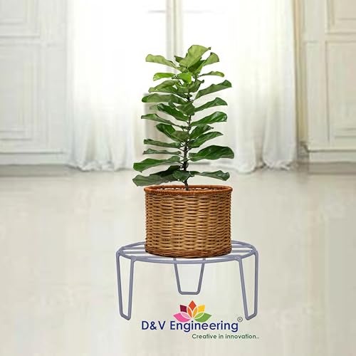 D&V ENGINEERING - Creative in innovation D&V Engineering Iron Plant Stand for Balcony and Garden | Indoor or Outdoor Flower Pot Stand for Living Room | Planter Stand for Balcony | 50kg Weight Capacity | Pack of 4, Grey - Image 3