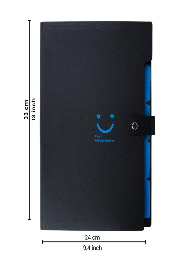 اس بي اس ملف SPS قابل للتوسيع بخمسة جيوب بتصميم مبتسم - يناسب مستندات بحجم A4 وحجم الرسائل، منظم ملفات قابل للطي، حامل ملفات للاستخدام في المكتب والمدرسة والمنزل - أزرق - Image 2