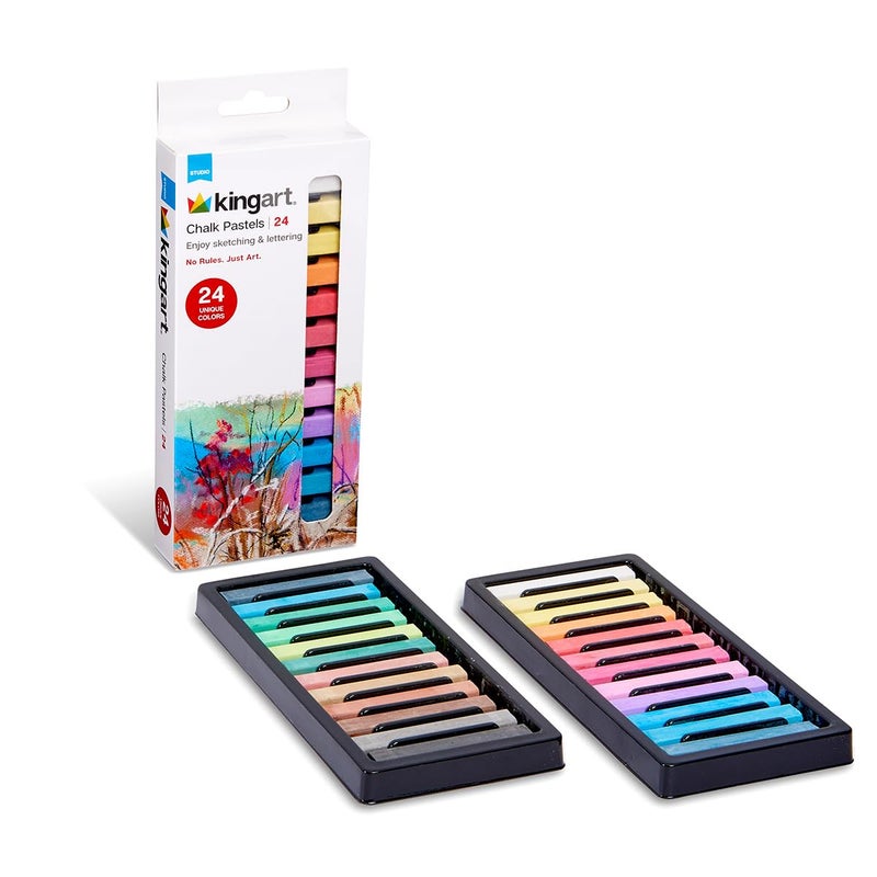KINGART 24-Piece Chalk Pastels Set - Vibrant Colors, Acid-Free and Non-Toxic, Ideal for Drawing, Blending, and Shading, Perfect for Artists, Students, Beginners and Creative Projects - Image 5