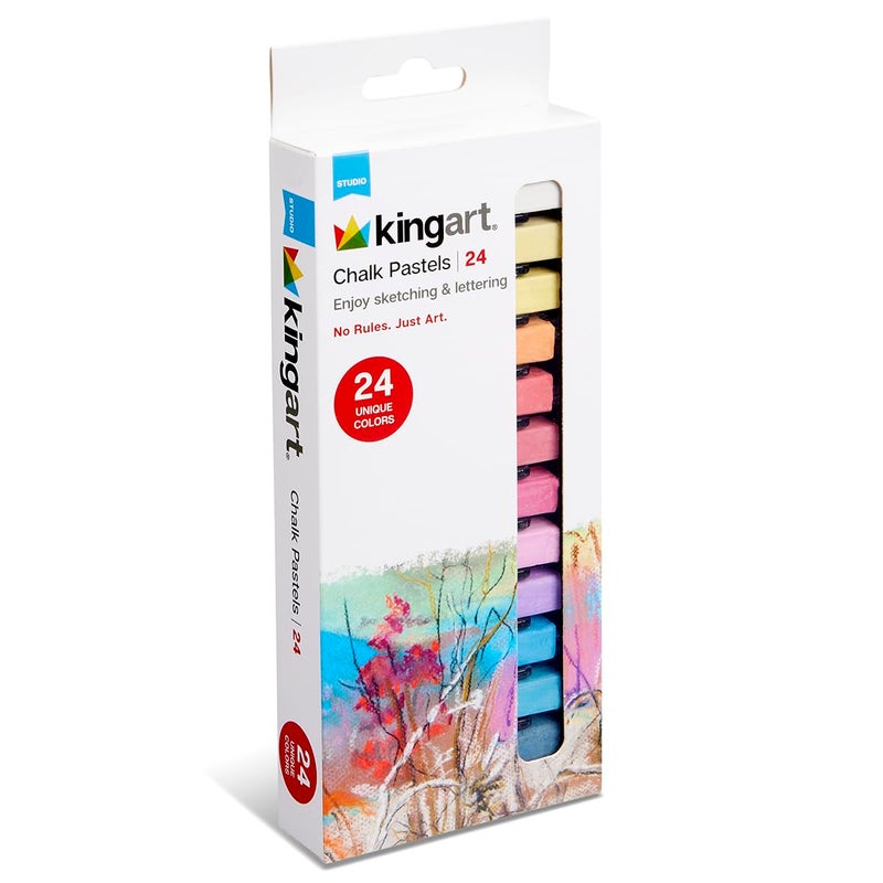 KINGART 24-Piece Chalk Pastels Set - Vibrant Colors, Acid-Free and Non-Toxic, Ideal for Drawing, Blending, and Shading, Perfect for Artists, Students, Beginners and Creative Projects - Image 3